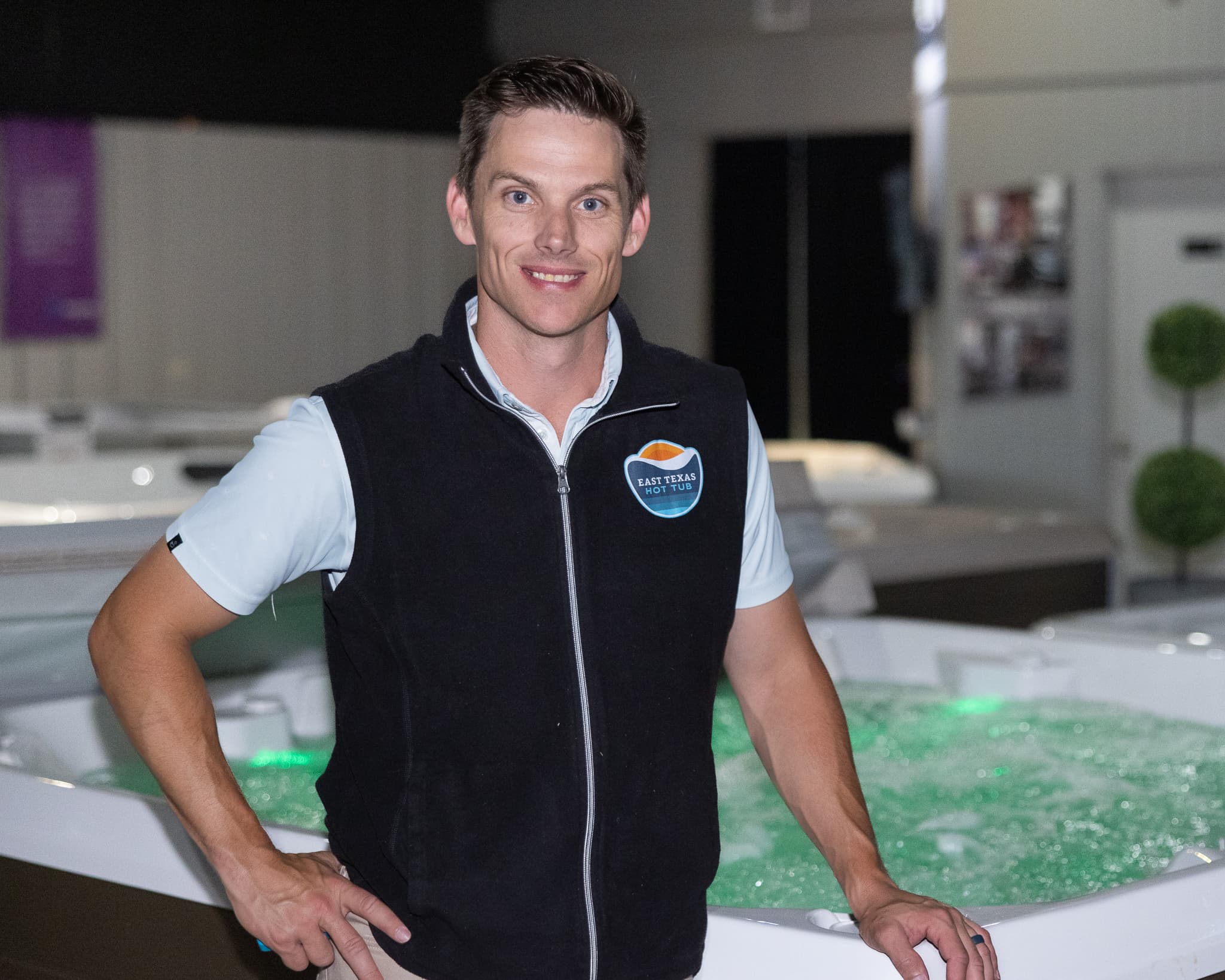 Zach Glaske, Sales Manager, at the East Texas Hot Tub Tyler showroom