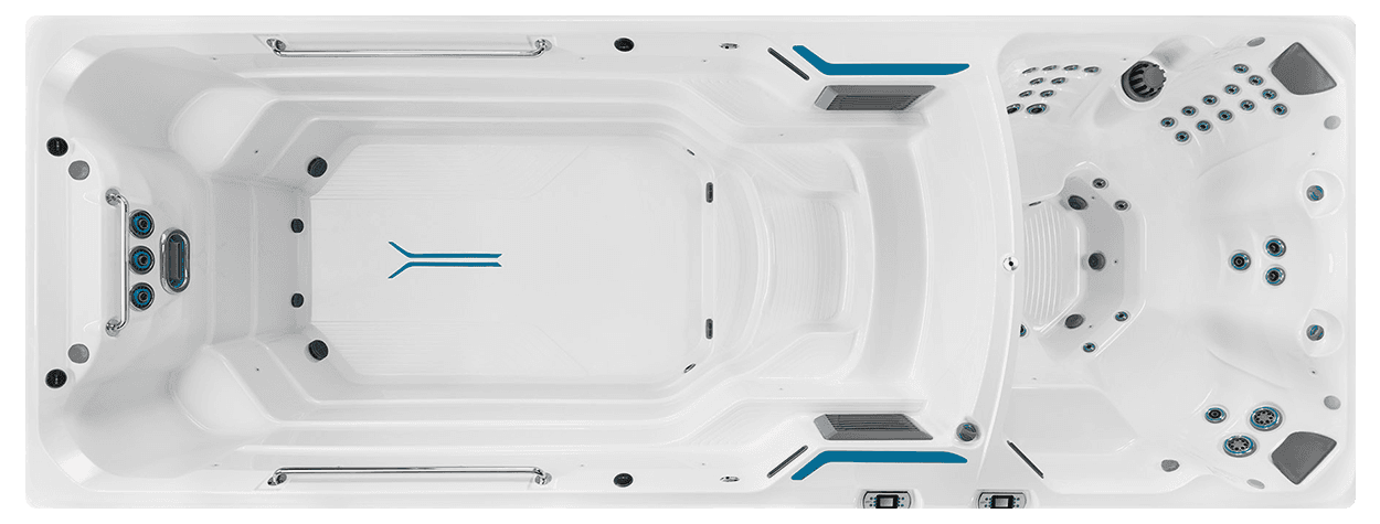 Overhead view of Endless Pools X2000 20' swim spa