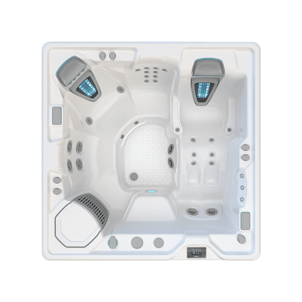 Hot Spring Aria overhead view showing jet layout and seating