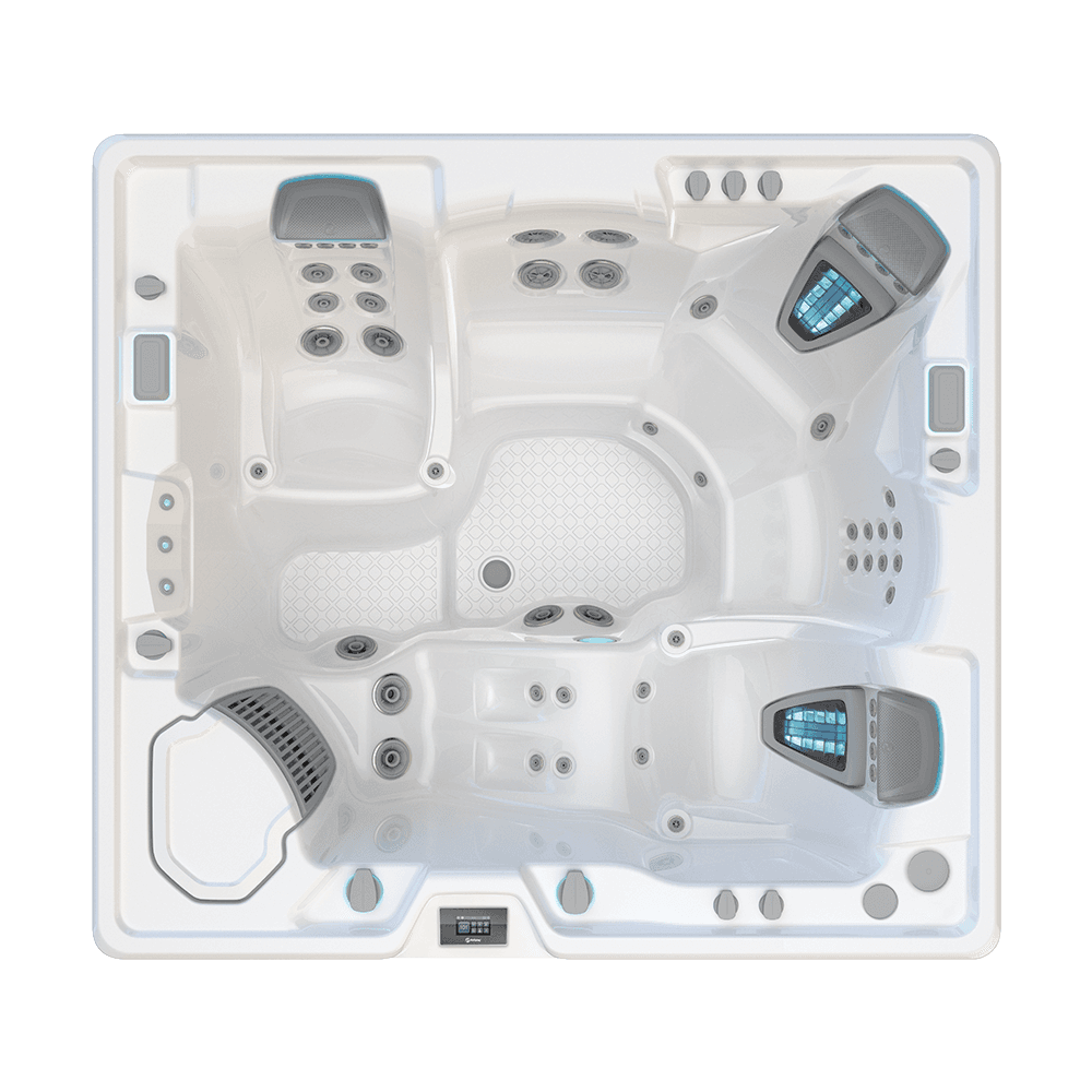 Hot Spring Envoy overhead view showing open seating layout